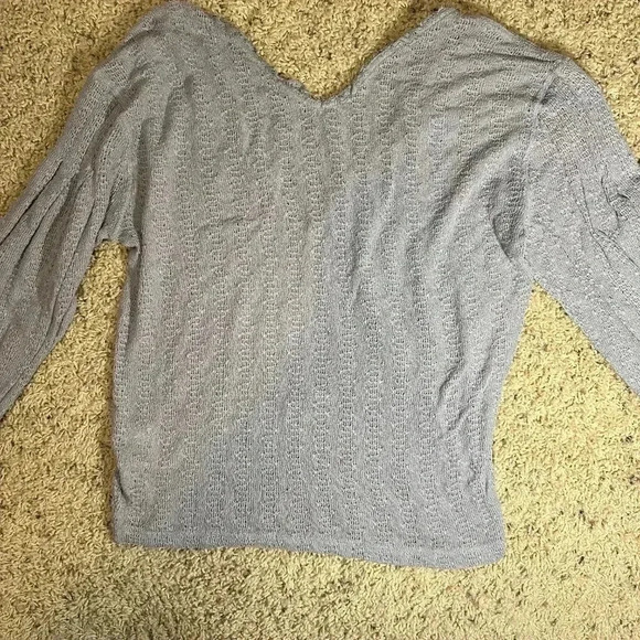 Free People Dream Girl Knit Top Blouse in Storm Grey Size L - Picture 3 of 5